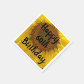 ブライトイエローサンフラワー60誕生日紙ナプキン スタンダードカクテルナプキン (角)