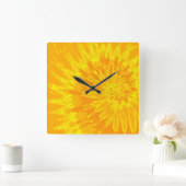 ブライトイエロースパイラル絞り染め時計 スクエア壁時計 (ホーム)