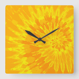 ブライトイエロースパイラル絞り染め時計 スクエア壁時計