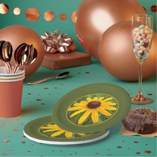 ブライトイエローソロルドベキア写真パーティー ペーパープレート (複数)