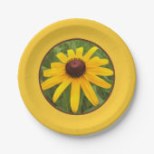 ブライトイエローソロルドベキア写真ピクニック ペーパープレート (正面)