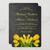 ブライトイエローチューリップフラワーズ結婚式招待状 招待状 (正面/裏面)