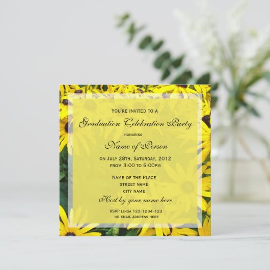 ブライトイエローデイジーフローラ卒業パーティー 招待状 (スタンド正面)