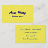 ブライトイエローネイビーブルーメイクアップアーティスト美しいサロン 名刺 (正面/裏面)