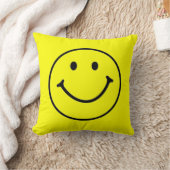 ブライトイエローハッピー笑顔顔 クッション (ブランケット)