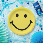 ブライトイエローハッピー笑顔顔 ペーパープレート (パーティー)