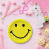 ブライトイエローハッピー笑顔顔 ペーパープレート (パーティー)