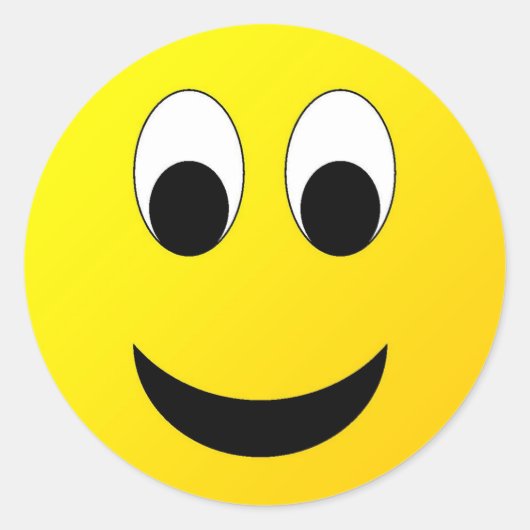 ブライトイエローハッピー笑顔顔 ラウンドシール (正面)