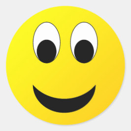 ブライトイエローハッピー笑顔顔 ラウンドシール