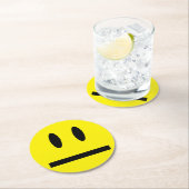 ブライトイエローハッピー笑顔顔 ラウンドペーパーコースター (インサイチュ)