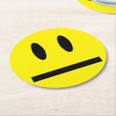 ブライトイエローハッピー笑顔顔 ラウンドペーパーコースター (アングル)
