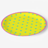 ブライトイエローピンクブルー水玉模様 ペーパープレート (アングル)