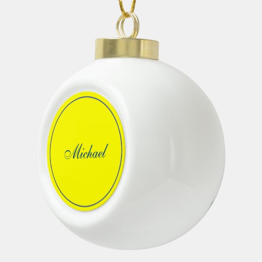ブライトイエロープレーンエレガントプロフェッショナルモダン セラミックボールオーナメント (右)