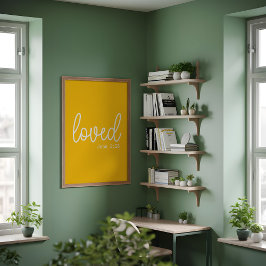 ブライトイエローラブフェイスミニマル引用文 ポスター