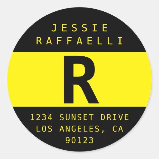 ブライトイエロールッモダンク差出人住所 ラウンドシール (正面)