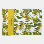 ブライトイエローレモンとグリーン葉 キッチンタオル (横)