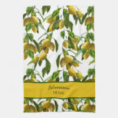 ブライトイエローレモンとグリーン葉 キッチンタオル (縦)