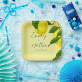 ブライトイエローレモンシトラスウェディングパーティー ペーパープレート (パーティー)