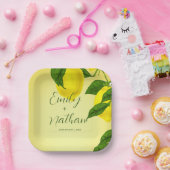 ブライトイエローレモンシトラスウェディングパーティー ペーパープレート (パーティー)