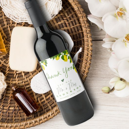 ブライトイエローレモン柑橘氏ミセス・結婚式の引き出物 ワインラベル