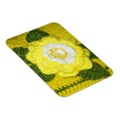 ブライトイエローローズグリーン葉プリントクロシェオン マグネット (右側)