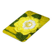 ブライトイエローローズグリーン葉プリントクロシェオン マグネット (左側)