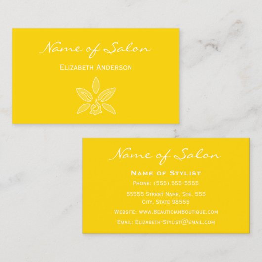 ブライトイエロー美しいサロンシンプルアンドシック 名刺 (正面/裏面)
