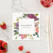 ブライトイエロー赤面ブルゴーニュフローラバンチ結婚ーズ スタンダードカクテルナプキン (インサイチュ)