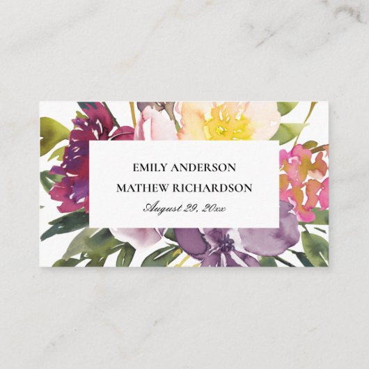 ブライトイエロー赤面ブルゴーニュフローラ座席表 名刺 (裏面)