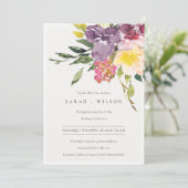 ブライトイエロー赤面ブルゴーニュフローラ結婚式の招待 サンキューカード (スタンド正面)