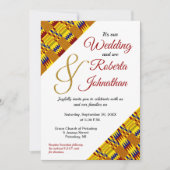 ブライトイエロー金ゴールドブルガンディーアフリカンケンテK29 招待状 (正面)