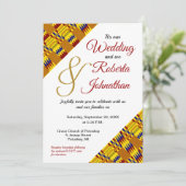 ブライトイエロー金ゴールドブルガンディーアフリカンケンテK29 招待状 (スタンド正面)