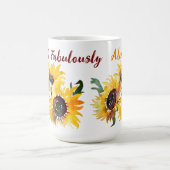 ブライトウォーターカラーサンフラワーファブラス50誕生日 コーヒーマグカップ (中央)