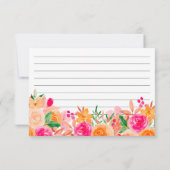 ブライトウォーターカラーピンクオレンジフローラブライダルレシピ 招待状 (裏面)