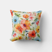 ブライトウォーターカラーフローラポピー装飾用クッション クッション (正面)
