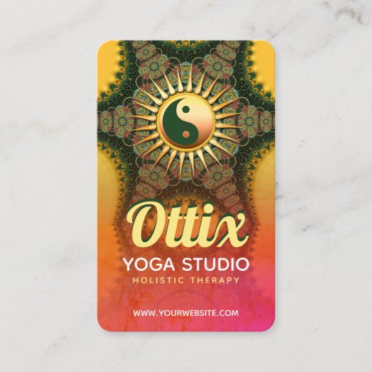 ブライトエネルギーグリーンマンダラバランスヨガニューエイジ 名刺 (正面)