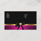 ブライトエレガントピンクブラック金ゴールドジュエルボウ 名刺 (裏面)