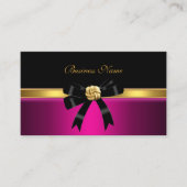 ブライトエレガントピンクブラック金ゴールドジュエルボウ 名刺 (正面)