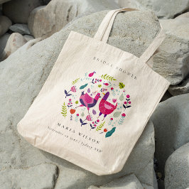 ブライトエレガントフォークファームフローラバードブライダルシャワー トートバッグ