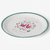 ブライトエレガントフォークファームフローラバードブライダルシャワー ペーパープレート (アングル)