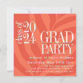 ブライトオレンシンプルジカラフルパーティー 招待状 (正面)