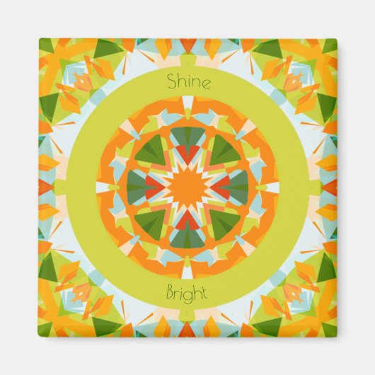 ブライトオレンジおもしろいグリーンシャインブライトスターキッチン マグネット (正面)