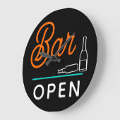 ブライトオレンジアクアブルーレトロバーオープン ラージ壁時計 (傾斜)