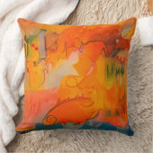 ブライトオレンジアンドティール（緑がかった色）ブルー装飾用クッション クッション (ブランケット)