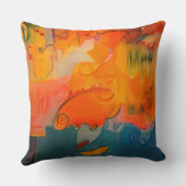 ブライトオレンジアンドティール（緑がかった色）ブルー装飾用クッション クッション (裏面)