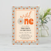 ブライトオレンジデイジーガールワイルドワン誕生日 招待状 (スタンド正面)