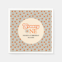 ブライトオレンジデイジーグルービーアーチ1st誕生日 スタンダードカクテルナプキン