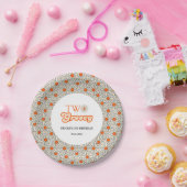 ブライトオレンジデイジーフローラGroovy 2nd誕生日 ペーパープレート (パーティー)