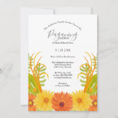 ブライトオレンジデイジー男の赤ちゃん異教式 招待状 (正面)