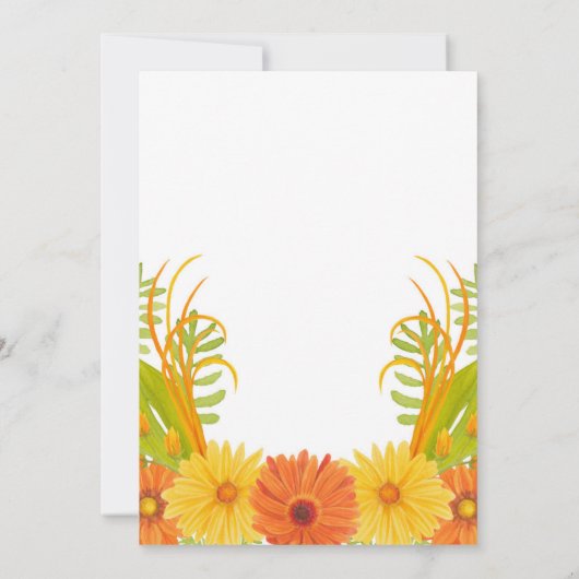 ブライトオレンジデイジー男の赤ちゃん異教式 招待状 (裏面)